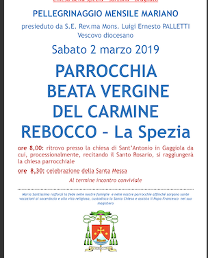 Pellegrinaggio mariano mensile – 2 marzo 2019