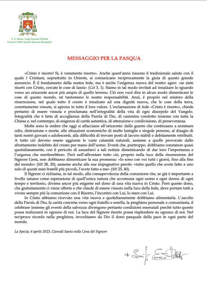 S. Pasqua 2023 | Diocesi della Spezia Sarzana e Brugnato